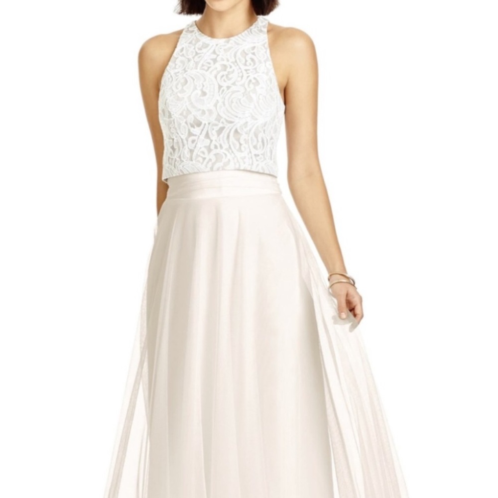 Dessy Collection Lace Halter Top in Cream - Picture 2 of 6